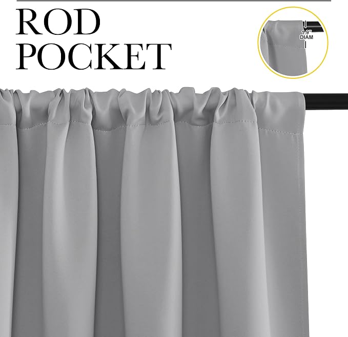 NICETOWN 2 Panels Blackout Curtains, Rod Pocket Window Curtains Room Darkning - Image 2