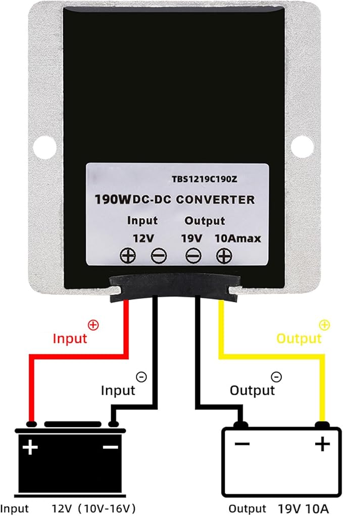 MGGi DC/DC Converter 12V Step Up to 19V 10A 190W Voltage Regulator, Power Adapter Voltage Booster, Power Supply Module Boost Transformer for Car Truck Vehicle Boat