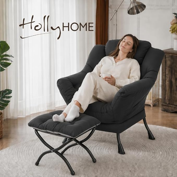 HollyHOME Lazy Chair with Foldable Ottoman, Accent Comfy Lounge Armchair and - Image 4