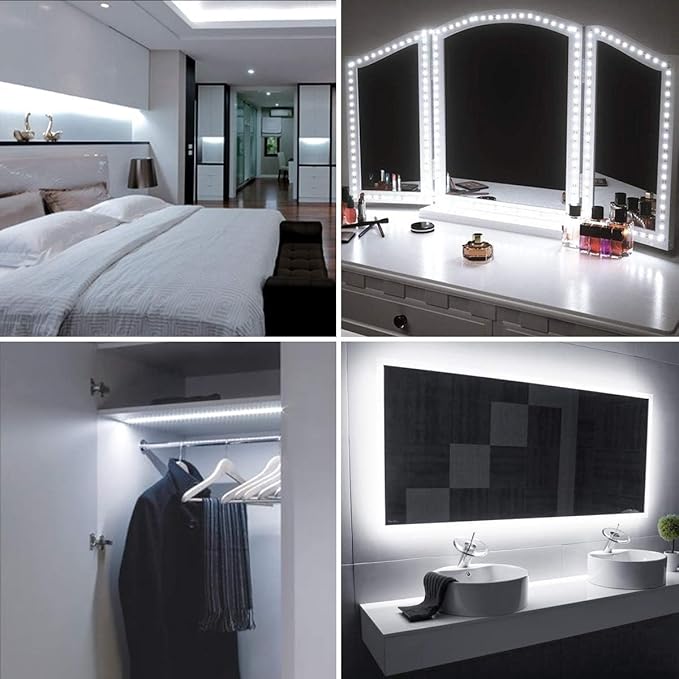 Lepro LED Strip Light, 32.8Ft Dimmable Vanity Lights, 6000K Super Bright LED Tape Lights, 600 LEDs SMD 2835, Strong 3M Adhesive, Suitable for Home, Kitchen, Under Cabinet, Bedroom, Daylight White