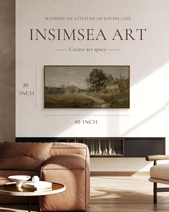 InSimSea Extra Large Framed Vintage Wall Art, Rustic Landscape, 40x20in | - Image 2
