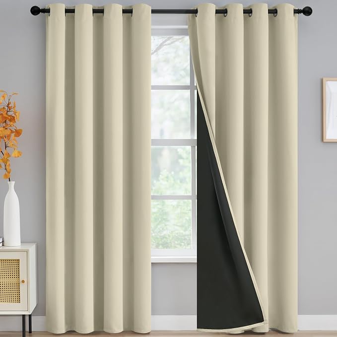 Yakamok Light Cream Blackout Curtains 84 inches Long by Yakamok