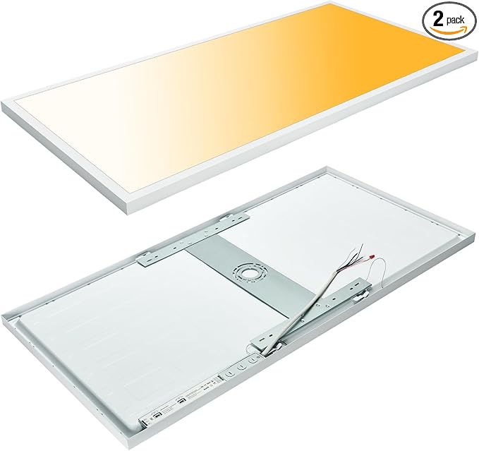 Mcacggo 2x4 FT LED Flat Panel Light Surface Mount 5000K-4000K-3000K Switchable & 0-10V Dimmable, 30W-40W-50W Selectable Flush Mount Ceiling Light 24x48 inch, ETL Listed, 100-277V, White, 2 Pack
