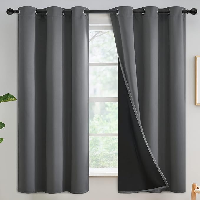 Yakamok Grey Blackout Curtains 63 inches Long by Yakamok