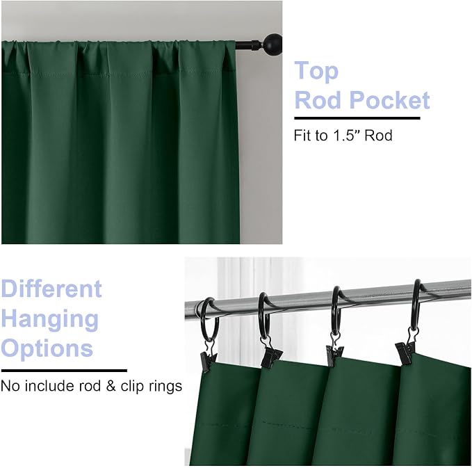 Simplebrand Ava Ever Green Short 30 Inches Blackout Curtain 2 Panels Set - Image 5