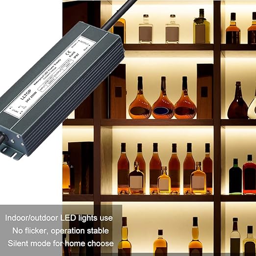 LLTOP LED Power Supply 24V 8.3A 200W LED Driver AC90-130V to 24VDC Converter Low Voltage Transformer Waterproof for Indoor Outdoor LED Lighting