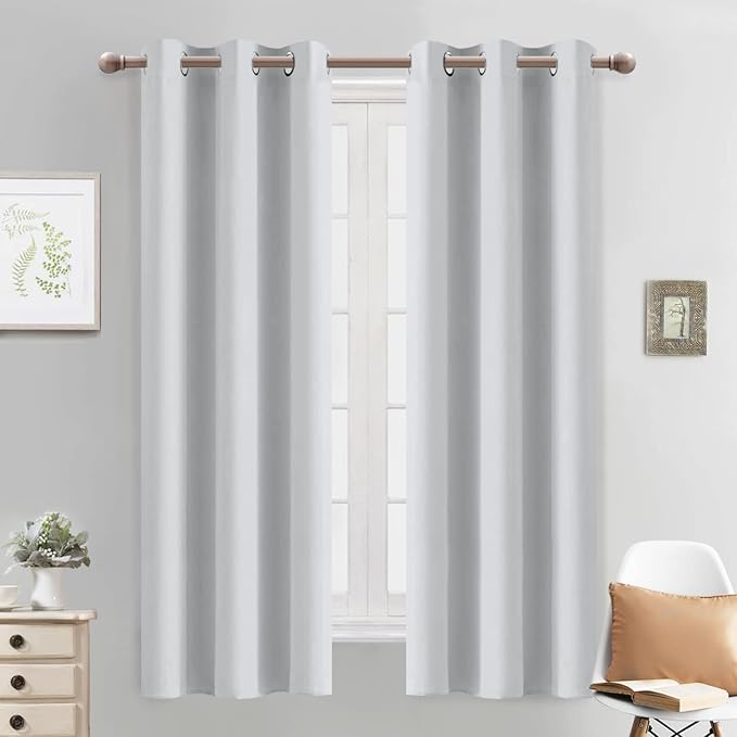 Yakamok Blackout Curtains 38x63 inch Greyish White Thermal Drapes-Bedroom | 2 by Yakamok