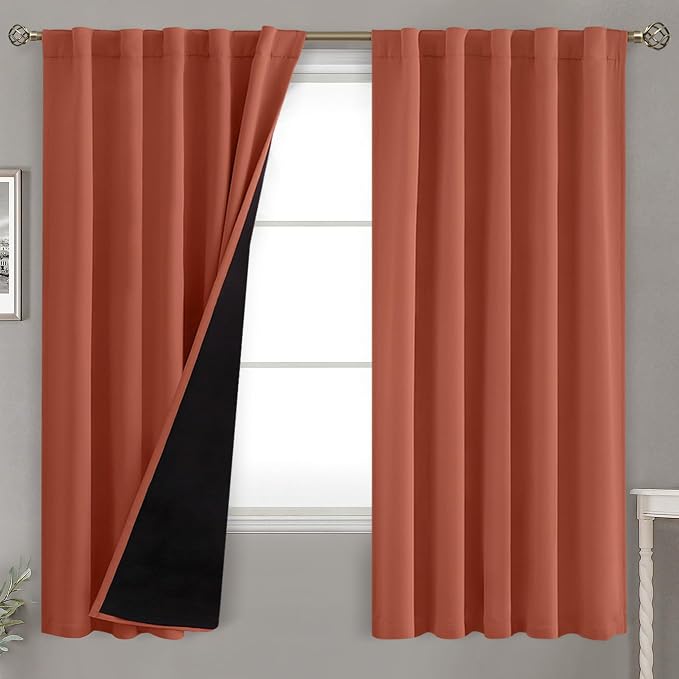 BGment Terracotta 100% Blackout Curtains 63 Inch Length by BGment