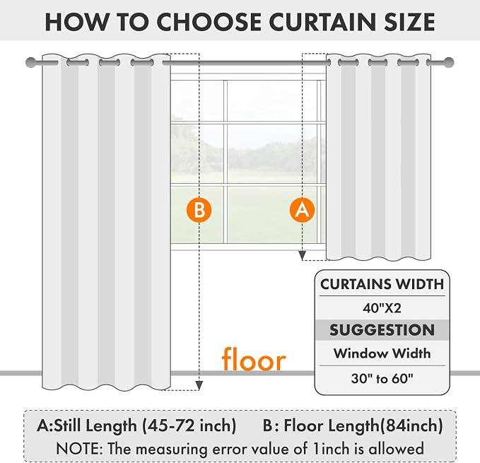 Short Sage Green Blackout Kitchen Curtain W40 x L45 Inch 2 Panels | Thermal - Image 6