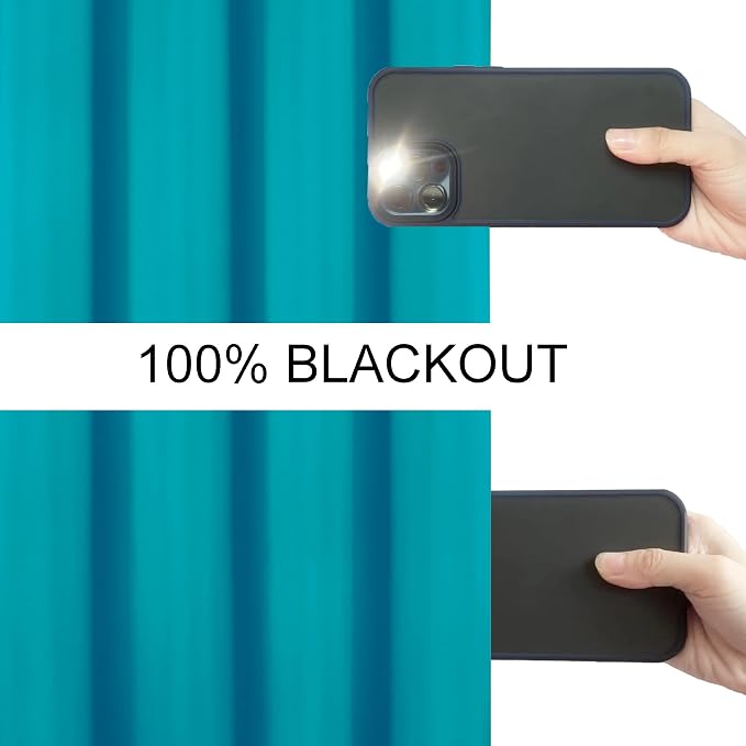 100% Blackout Curtains 52 x 72 Inch/Teal Curtains 2 Panels - Image 3