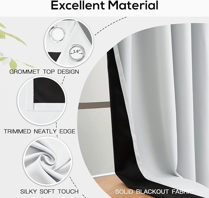 Yakamok Greyish White Blackout Curtains 84 Inch Length - Image 4
