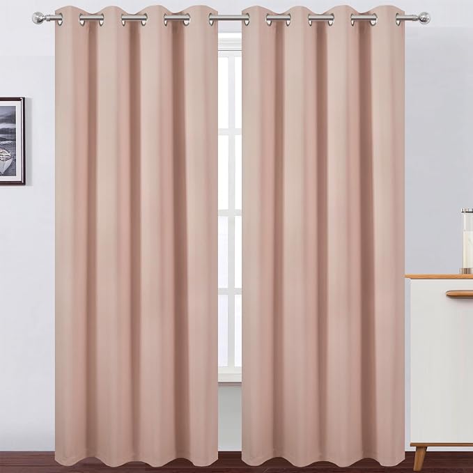 100% Blackout Curtains 84 Inch Long Blush Curtains 2 Panels - Image 2