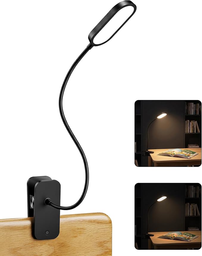 Honeywell Clip On Reading Light, Rechargeable Gooseneck CRI95 4000K Dimming | by HoneywellAirComfort