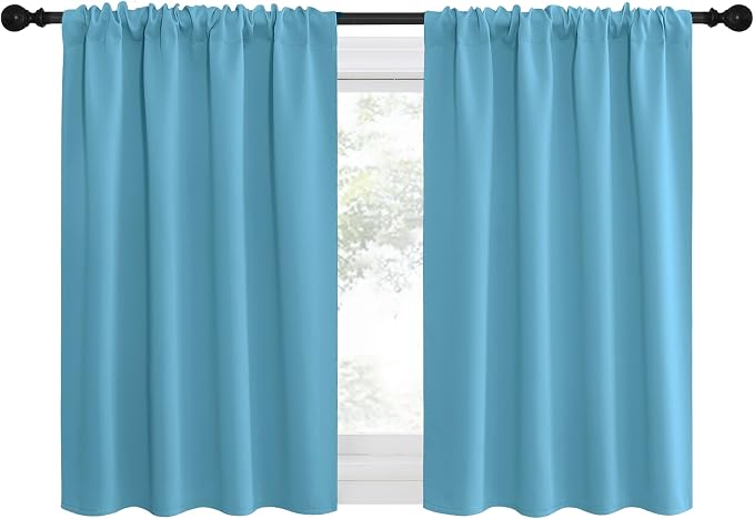 NICETOWN Blackout Curtains for RV Windows, Teal Blue, 2 Panels, Room Darkening by NICETOWN