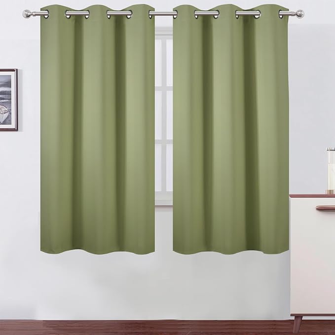 Blackout Curtains 42 x 63 inch/Sage Green Curtains Set of 2 Panels/Thermal by Lemomo