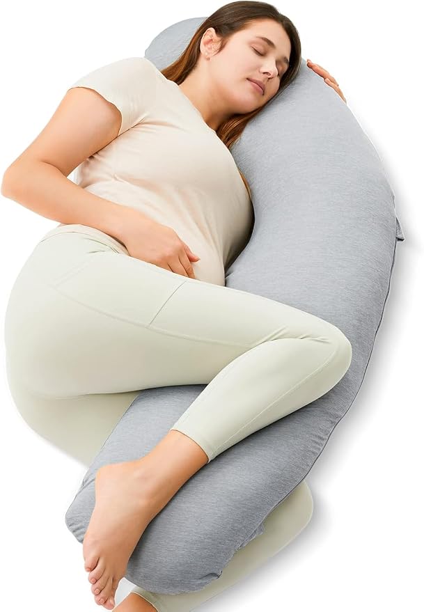 Momcozy J Shaped Pregnancy Pillow, Maternity Body Pillow by Momcozy