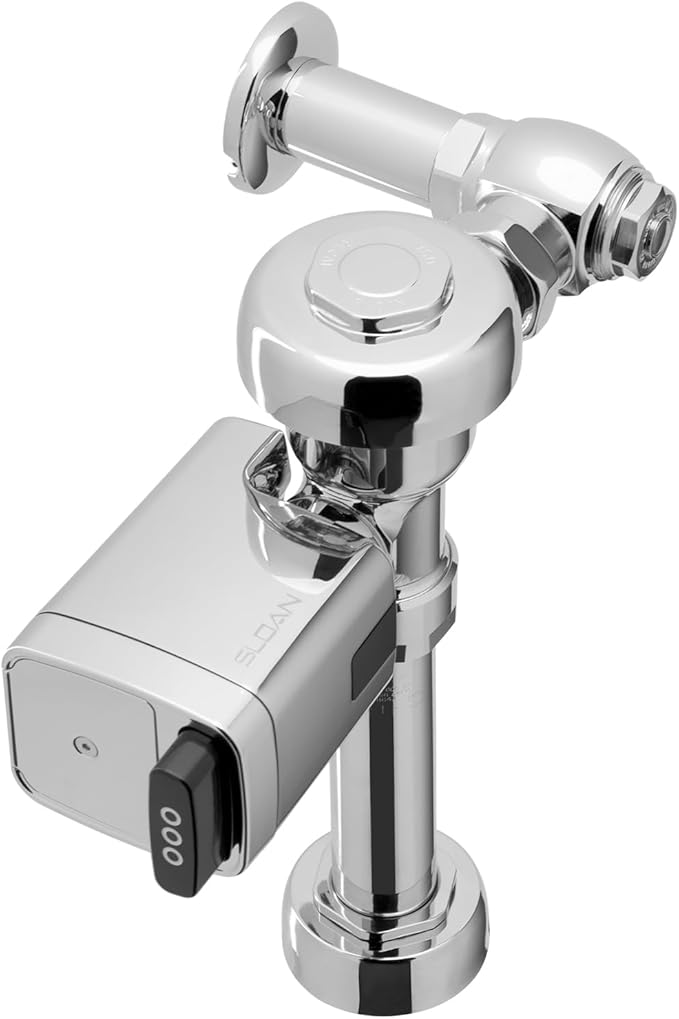 Sloan Regal 111 SFSM Exposed Sensor Water Closet Flushometer, 1.28 GPF Flush Valve - Infrared Sensor w/True Mechanical Override, Single Flush, Fixture Connection Top Spud, Battery Powered, 3080058