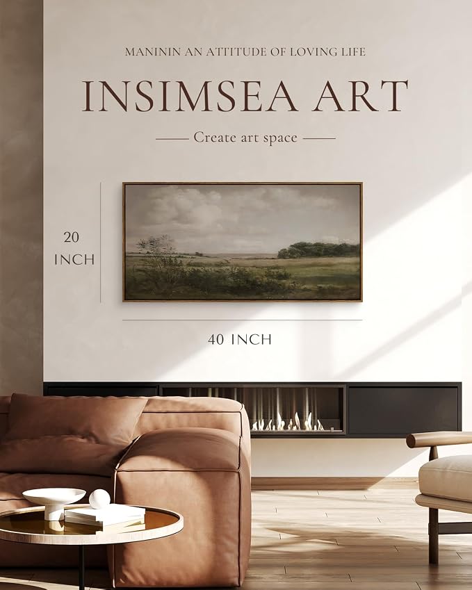 InSimSea Extra Large Framed Vintage Wall Art, Rustic Landscape, 40x20in | - Image 3