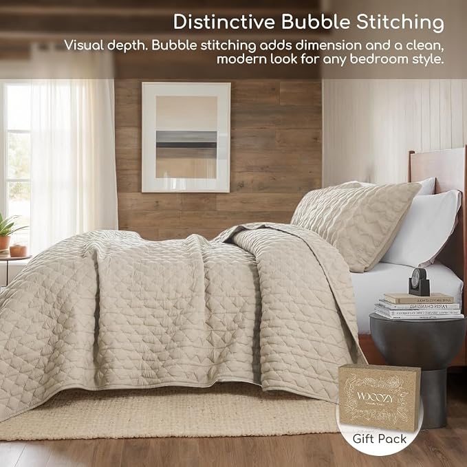 Beige Quilt King Size Bedding Sets - Image 4