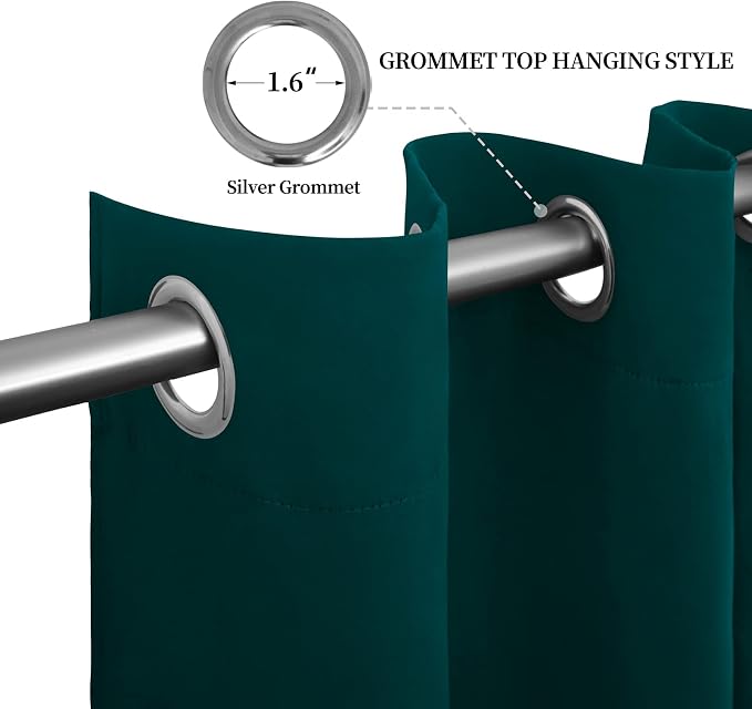 Easy-Going Thermal Grommet Blackout Curtains, 2 Panels 52x108 in, Deep Teal | - Image 5