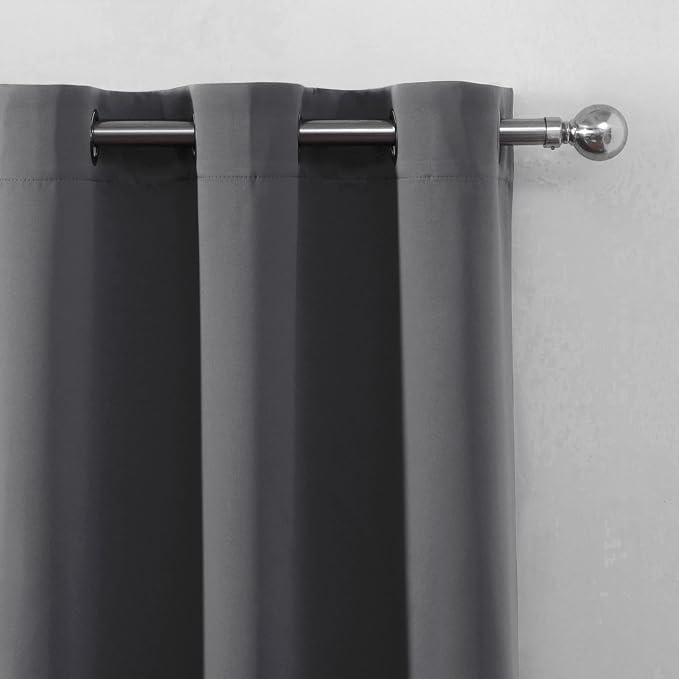 Blackout Curtains 66 x 72 Inch Long Frost Grey Curtains Set of 2 Panels Room - Image 6