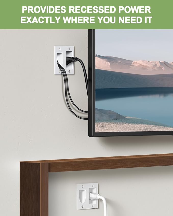 HAPYTHDA in Wall Cable Management Kit,TV Cord Hider for Wall Mounted TV with Triple Outlet,6.5FT Power Cable and 6.2FT Extension Cable,20A TV Wire Hider for Wall