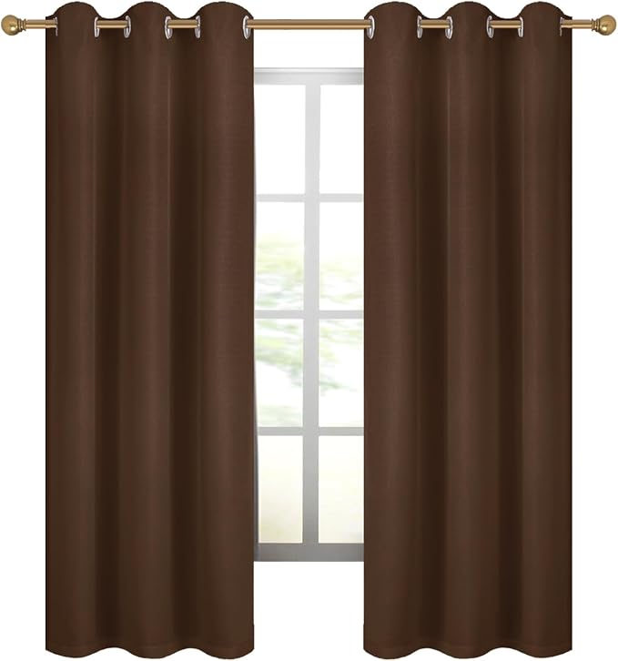 Diraysid 100% Blackout Curtains Chocolate Brown Linen Curtains - Image 7
