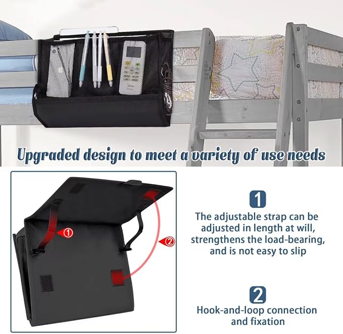 Bedside Caddy Organizer for Dorm Bed Rails - Image 4