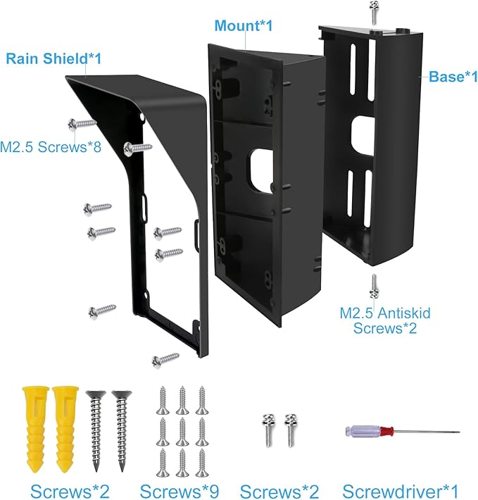 S7 Adjustable Doorbell Angle Mount with Rain Cover, Compatible with Video Doorbell/ Battery Doorbell, Replacement Angle Adjustment Adapter Mounting Bracket Wedge Kit (Anti Glare)