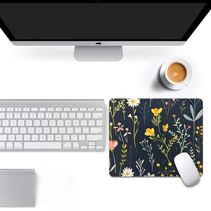 Dreamy Floral Pattern Square Mouse pad, Texture, Waterproof, Anti Slip Rubber Base, Computer Mouse pad, Laptop Mouse pad