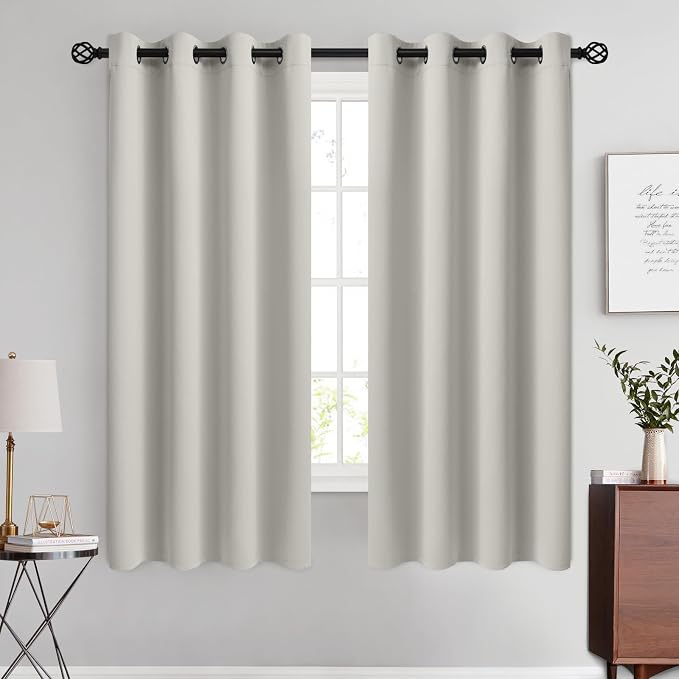 COSVIYA Grommet Room Darkening Beige Curtains 63 inch Length by COSVIYA