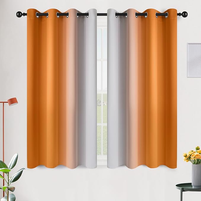 SimpleHome Ombre Orange to Grey White Curtains by SimpleHome