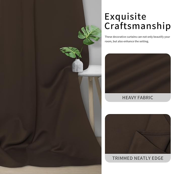 Easy-Going Thermal Grommet Blackout Curtains, 2 Panels 46x63 in, Dark Brown | - Image 5