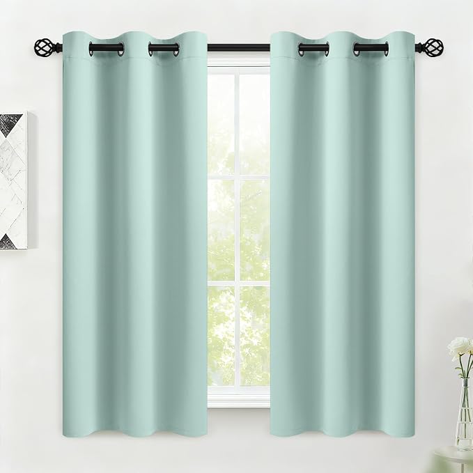 COSVIYA Grommet Room Darkening Aqua Curtains 54 inch Length by COSVIYA
