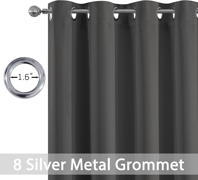 Yakamok Charcoal Grey Room Darkening Curtains 84 inch Sliding Door Drapes | 1 - Image 2