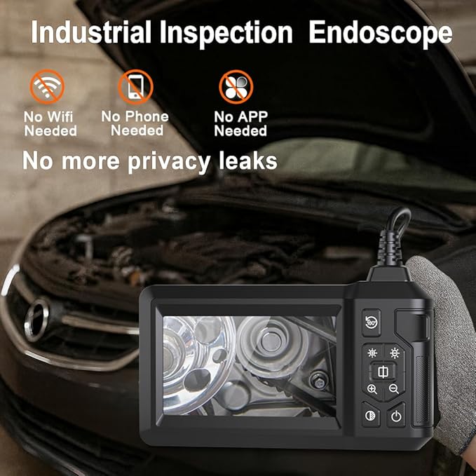 Endoscope Camera with Light, Borescope Camera with 4.3" IPS Screen, 1080P HD with 8 LED Lights, 16.4FT Semi-Rigid Cord Bore Scope,IP67 Waterproof Sewer Borescope,Gadgets for Men & Tools for Men
