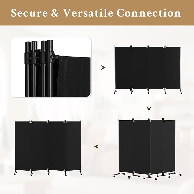 Kokorona 4 Panel Room Divider, 6FT Tall Folding Privacy Screen - Image 5