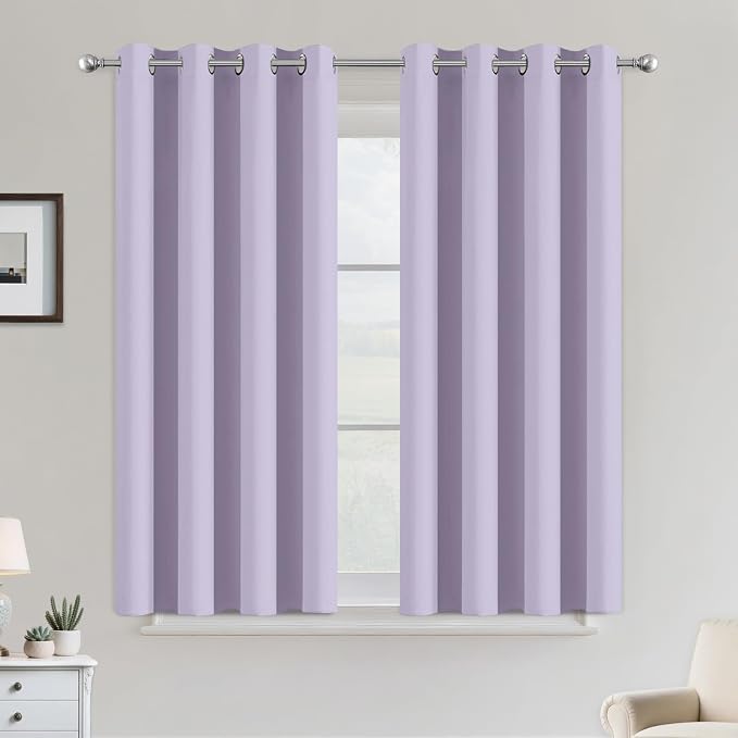 COSVIYA Grommet Room Darkening Lilac Curtains 45 inch Length by COSVIYA