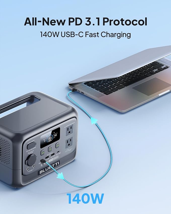 BLUETTI Elite 30 V2 Portable Power Station 600W (Power Lifting 1500W), 288Wh LiFePO4 Battery with 10ms UPS, Emergency Backup Power for Home Blackout/Winter Storm, Solar Generator for Camping/Road Trip
