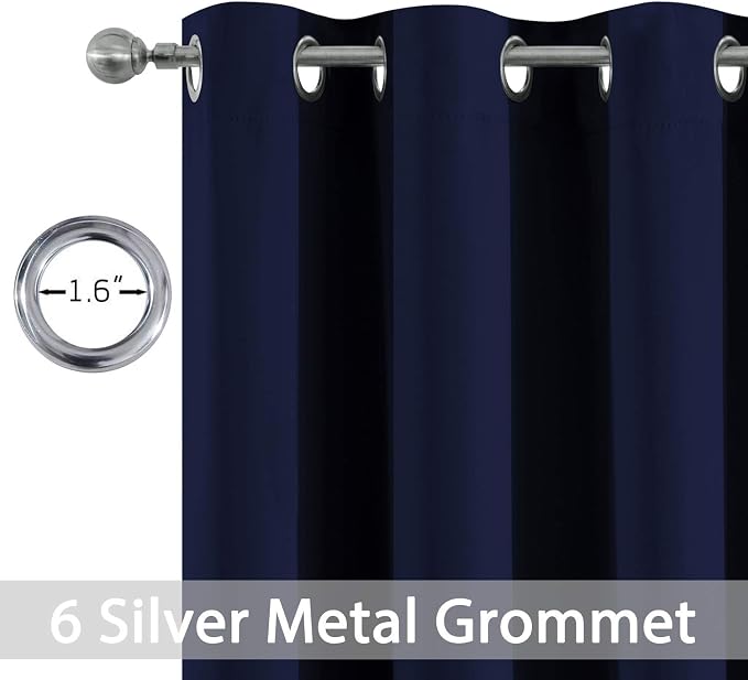 Yakamok Blackout Curtains 38x54 inch Navy Blue Thermal Drapes-Bedroom | 2 panels - Image 3