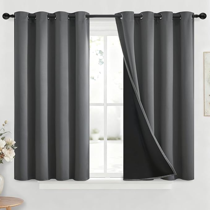 Yakamok Grey Blackout Curtains 45 inches Long by Yakamok