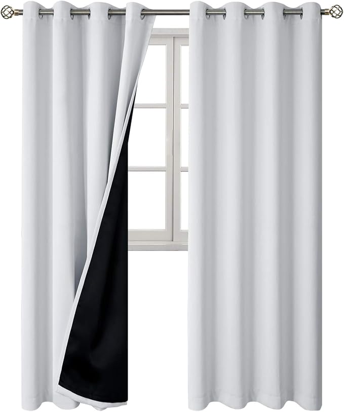 BGment Greyish White 100% Blackout Curtains - Image 8