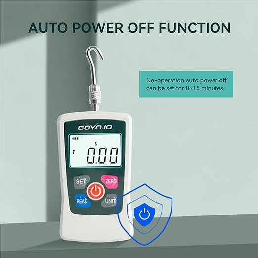 GOYOJO Digital Force Gauge High-Precision Push-Pull Meter for Tension & Compression Testing Units (N, kg, lb, oz) Real-Time/Peak/First Peak Modes Ideal for Quality Control & Material Testing (30N)