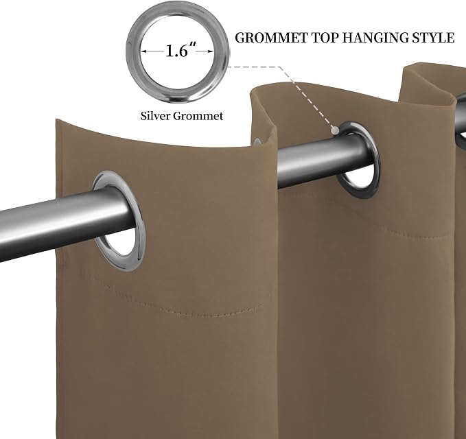 Easy-Going Thermal Grommet Blackout Curtains, 2 Panels 52x63 in, Camel | - Image 5