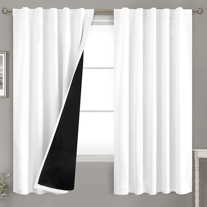 BGment Pure White 100% Blackout Curtains 63 Inches Long by BGment