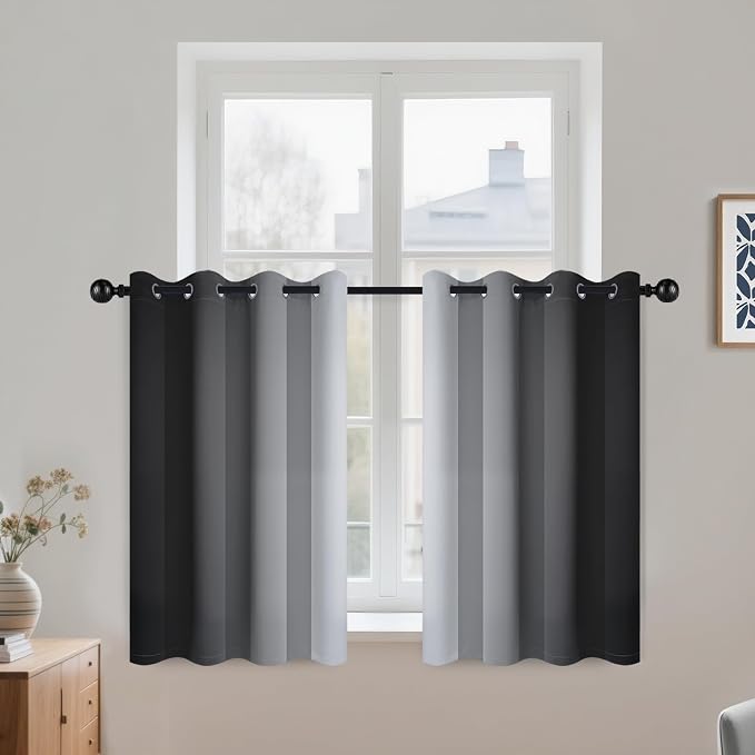 COSVIYA Grommet Ombre Black Room Darkening Curtains 63 inch by COSVIYA