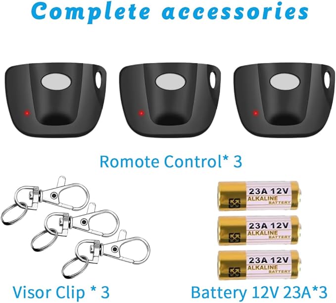 3-Pack 300MHz 10 dip Switch for Multicode Garage Gate Door Opener Remote Control, Replacement for 3089,3070,3060,308911,MCS308911,MCS306010,MCS3070 Gate Clicker with Keychain.