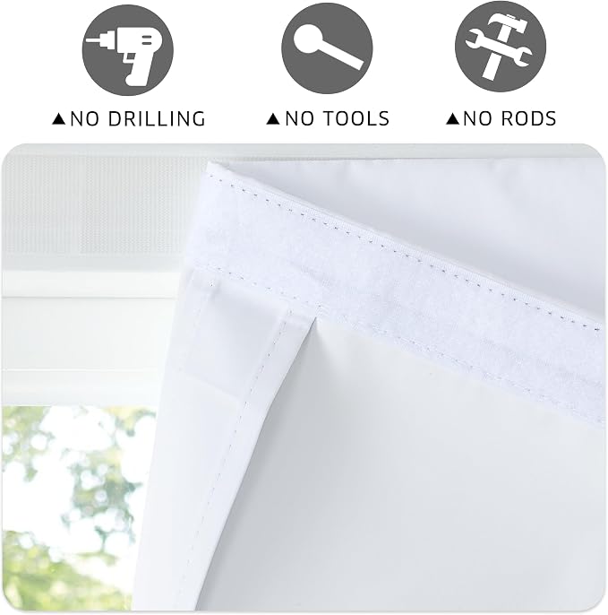RYB HOME 100% Blackout Door Curtains, French Door Window Cover, Pure White | - Image 7