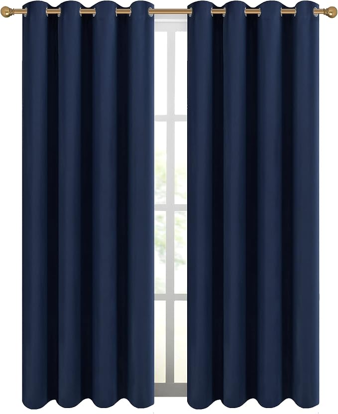 Diraysid Navy Blue Grommet Blackout Curtains - Image 2