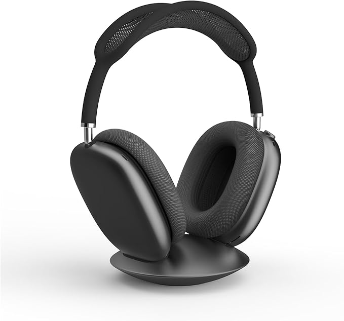 ELECOGO All-Aluminum Headphone Stand for AirPods Max, Full CNC-Machined Metal Base with Soft Silicone Contact Pad, Futuristic Ring Design, Stable Desktop Display Dock (Gray)